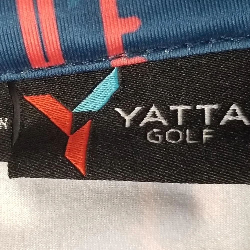 Yatta Golf Polo Shirt Mens 2XL Blue Cactus Print Performance Stretch Golf